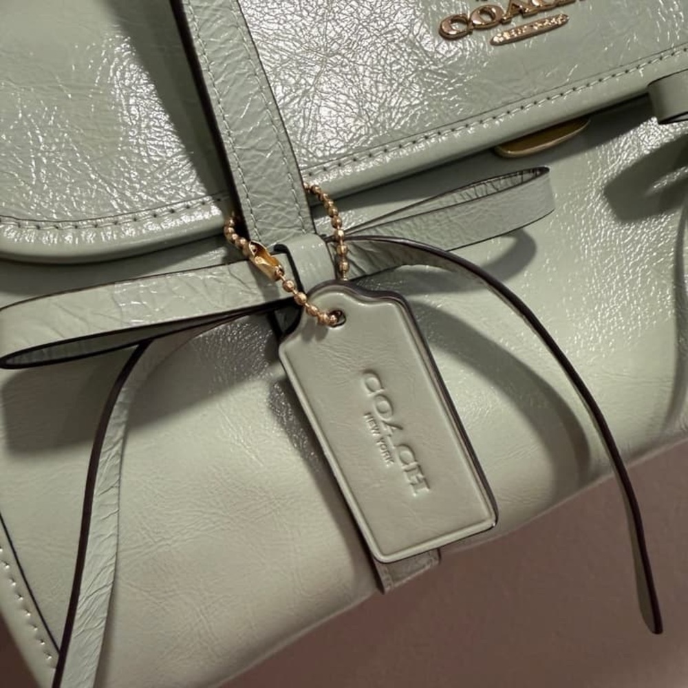 Coach Bridget Flap Shoulder Bag With Bows CDY94 Gold/Light Pistachio，NEW - Picture 8 of 8